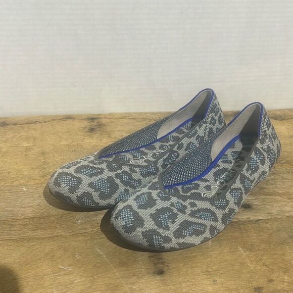 Rothy's the flats grey and blue spotted leopard slip on shoes comfort‎ retired - Picture 1 of 8